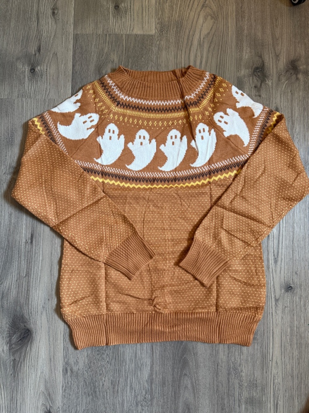 Rust Orange Ghost Fair Isle Sweater